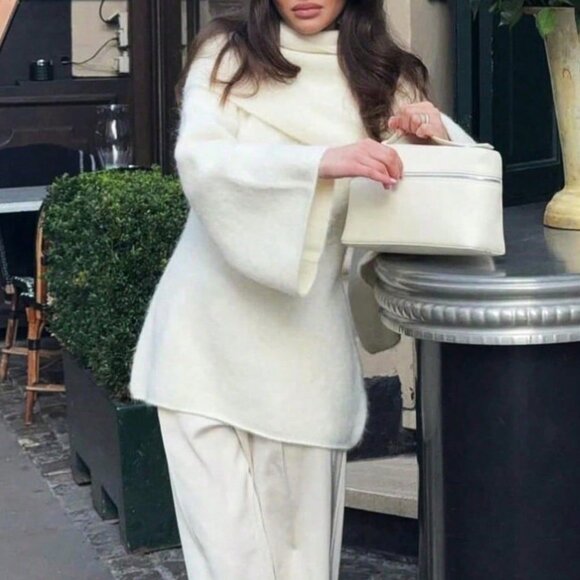 Apricot Casual Women's Pullover Sweater With Scarf - Picture 1 of 6